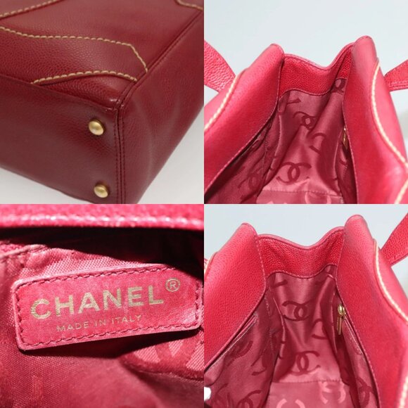 CHANEL Wild Stitch Hand Bag Grained Calf Skin Bordeaux Gold CC Auth 126239V - Picture 12 of 14